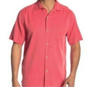 TOMMY BAHAMA Bedarra Gardens SS 100% Silk Shirt Santa Ana Men’s Size Medium
